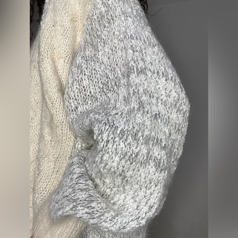 VTG soft mohair cable-knit slouchy cream coloured long duster cardigan sweater - Picture 6 of 12